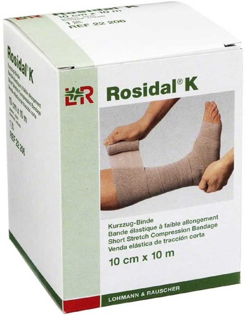 Lohmann & Rauscher Rosidal K Short מתיחה Compression Bandage, For Use in the Management of Acute & Chronic Lymphedema, Edema, & Venous Insufficiency, 3.93" x 11 יארדs (10 x 10m), 1 רול 10 ס"מ, 1 רולר