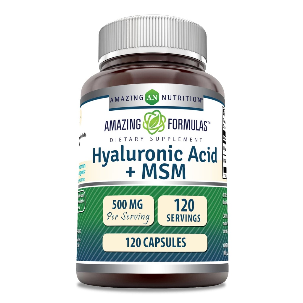 פורמולה מדהימה Hyaluronic Acid & MSM תוסף | 500 Mg | 120 קפסולות | Non-GMO | Gluten-Free | Made in USA