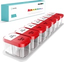 Daviky אקסטרה גדול גלולות מארגנת 2 פעמים ביום, Am Pm Pill מארגנת 7 יום, גלולת גלולות 7 יום כדי להחזיק ויטמין תרופות יומי ותוספים עבור קשישים, חולים Arthrtic וילדים (אדום)