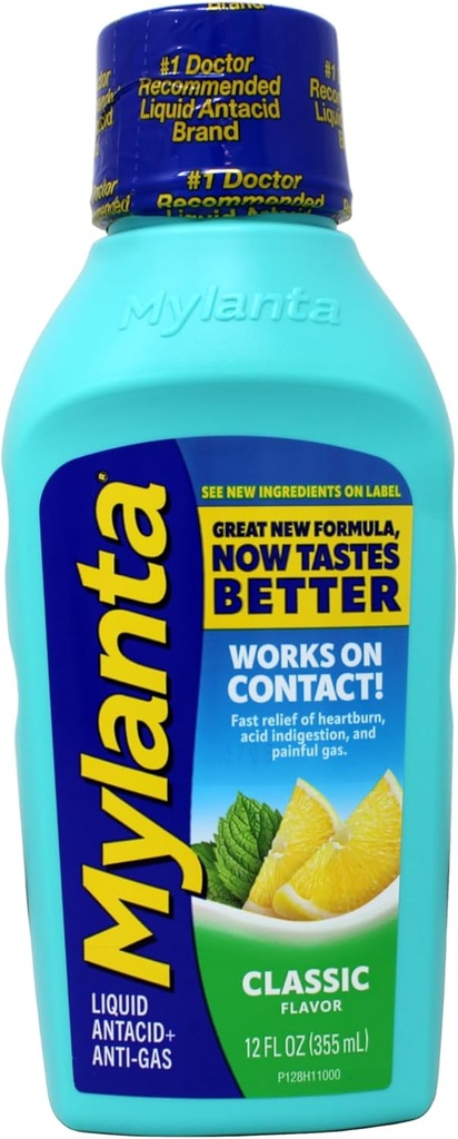 Mylanta Antacid ו- Gas Relief, פורמולה כוח מקסימלית, Classic Flavor, 12 Fluid Ounce
