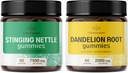 HerBAMAMA Sting Nettle ו Dandelion Kit - Bundle של 7500 מ"ג Sting Nettle Root & 2000 מ"ג Dandelion Root Gummies - טבעוני, non-GMO, Gelatin-Free - 2 Pack