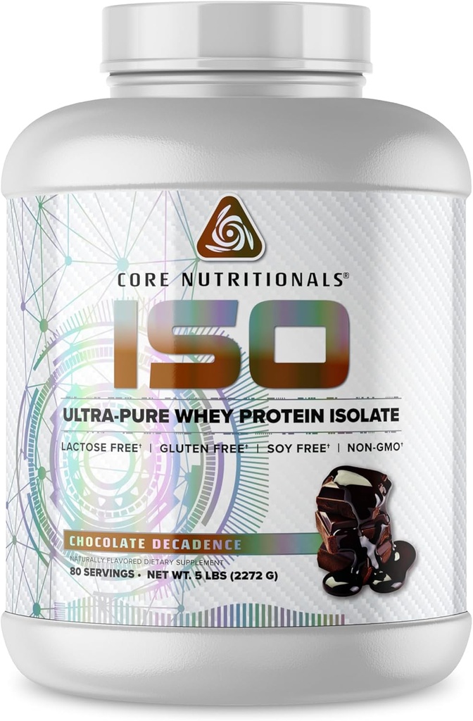 מוצרי Core ISO, 100% מיקרו ממונן, Zero Artificial Fillers, 25g Whey Protein Isolate, 80 משרתים (Chocolate Decadence)