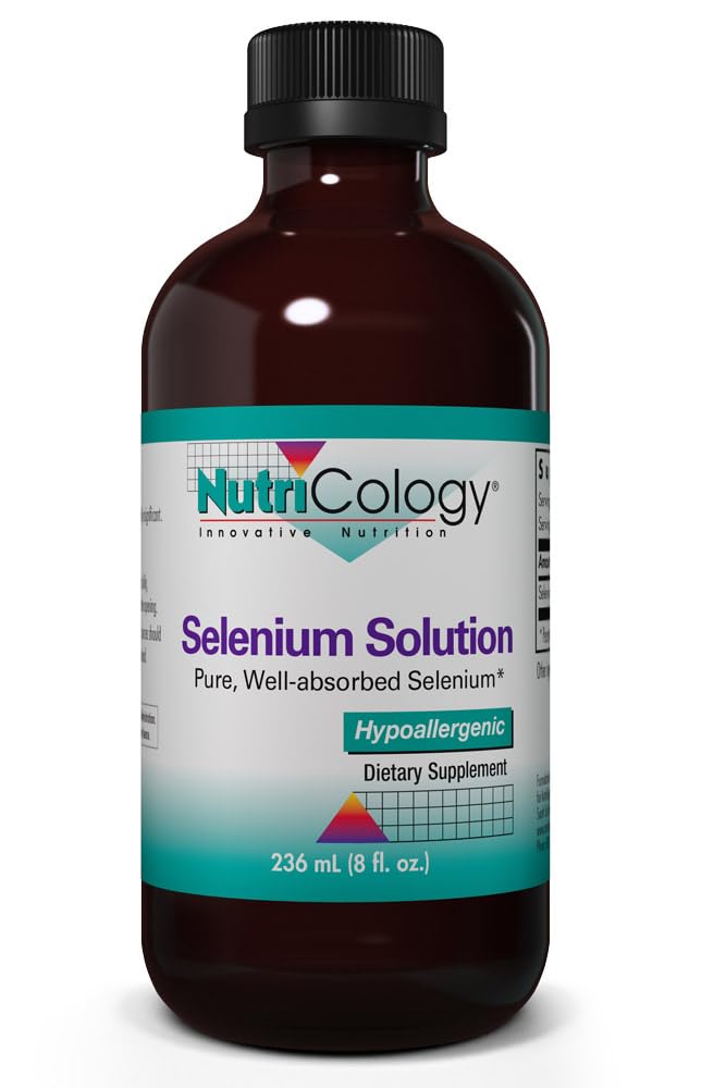 פתרונות תזונתיים Selenium - Well-Absorbed Selenium נוזל, Pure Sodium Selenite, התמיכה Thyroid, Antioxidants, 100 mcg תוסף, Hypoallergenic - 8 Fl Oz