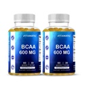 Vitamatic BCAA Gummies - שרשרת שרשרת Amino Acid תוספי - Peach Flavor - 600 מ"ג עבור המשרת - 60 טבעוני Pectin מבוסס חניכיים (2 בקבוקים)