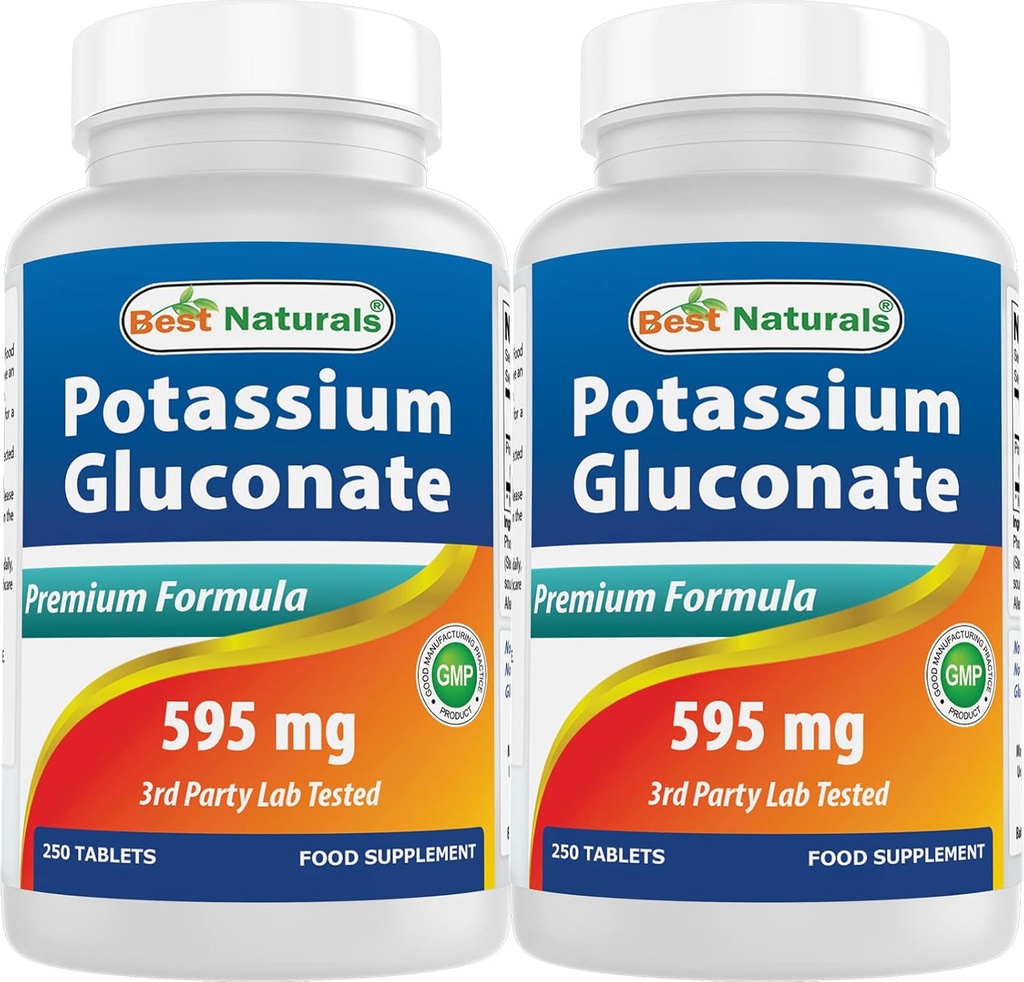Best Naturals Potassium Gluconate 595 מ"ג 250 טבליות (250 ספירה)