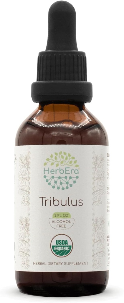 HerbEra Tribulus B60 אלכוהול חינם Herbal לחלץ Tincture, נוזל מבוזר טיפות טבעי USDA אורגני Tribulus (Tribulus Terrestris) Dried פירות (2 fl oz)