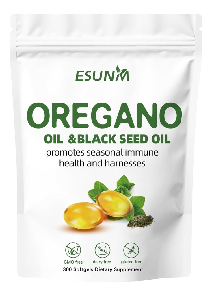 Oregano Softgels, Oregano שמן עם Black Seed שמן מקדם בריאות עתון ו Harnesses, Oregano שמן תוספי קפסולות, non-GMO, Gluten חינם, 300 Softgel קפסולות תוספי דיאטת תזונה