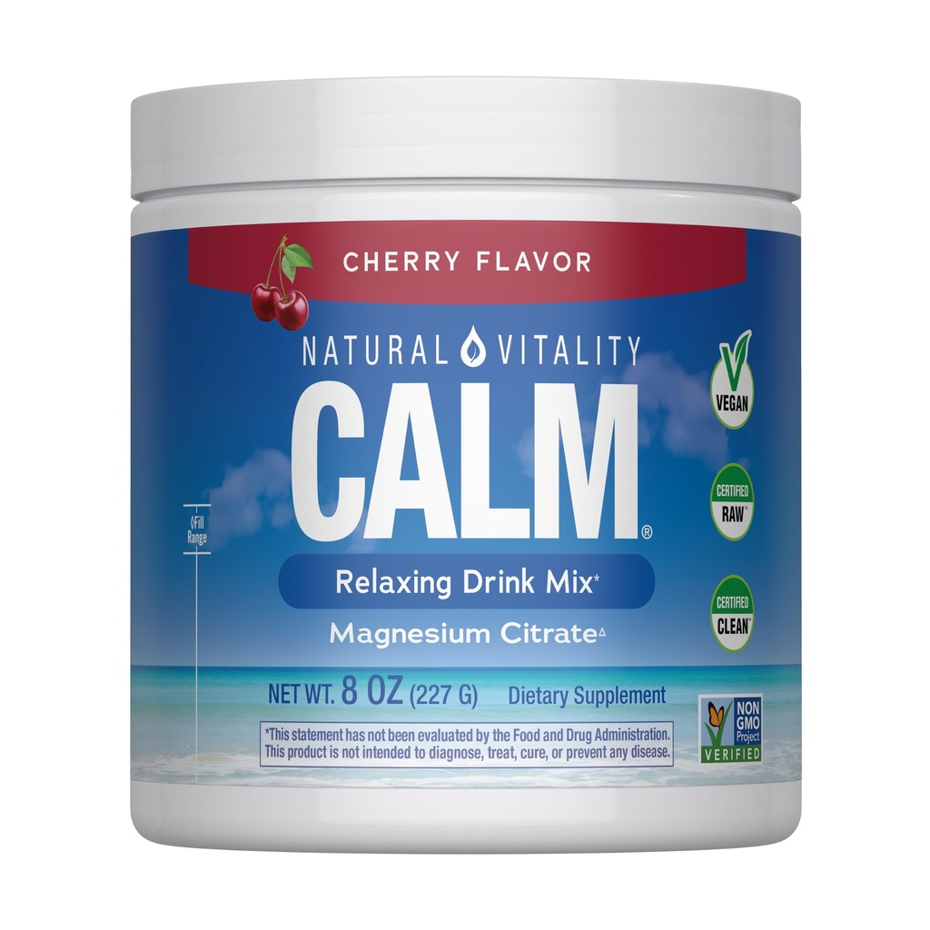 Natural Vitality Calm, Magnesium תוסף, Anti-Stress Drink אבקת Gluol,ten Free, Vegan & non-GMO, Cherry, 8 oz