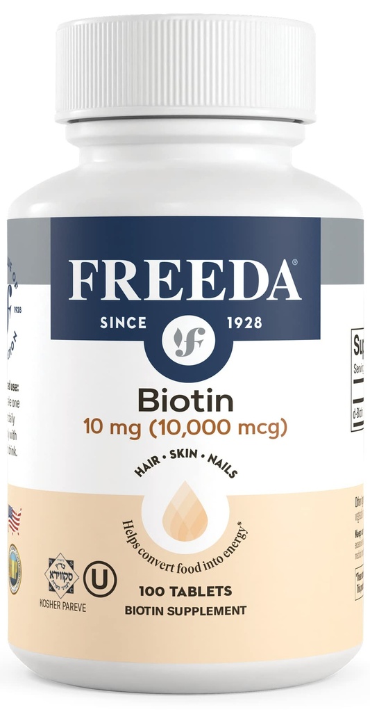 חינםDA Biotin 10,000 mcg - שיער כשר, עור וציפורים תוספת - High-Potency B7 עבור שיער & ריח חזק - טבליות טבעוניות עם D-Biotin - 100 טבליות זעירות