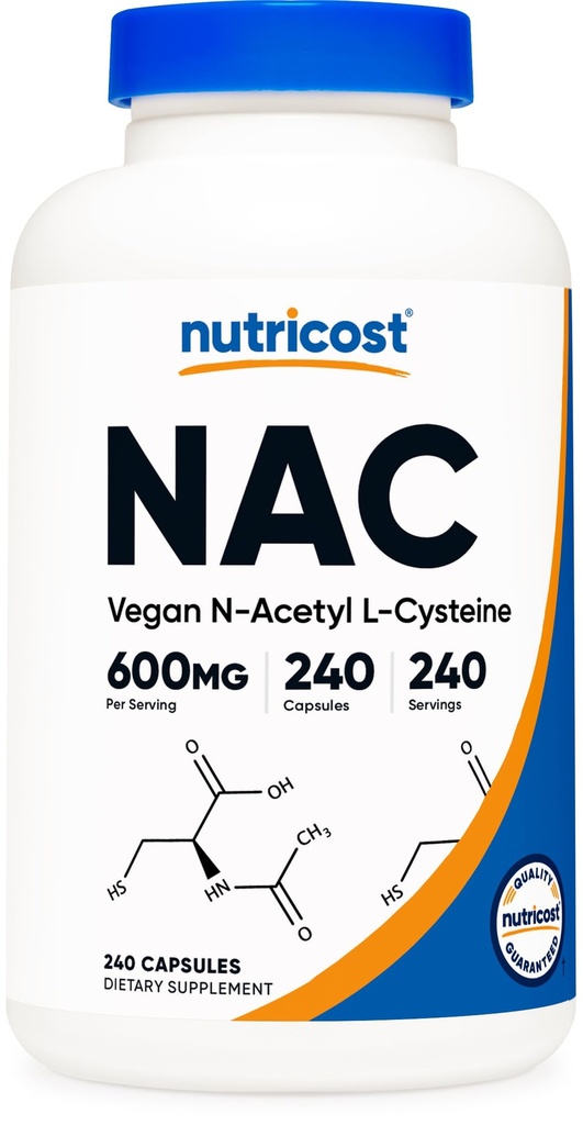 חומרים מזינים N-Acetyl L-Cysteine (NAC) 600 מ"ג, 240 קפסולות צמחוניות - טבעוני, non-GMO, Gluten Freeten