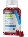 Viteey ויטמין D3 Gummies for Adults & Teens - 2,000 IU, 50mcg - Sugar Free, Bone, Joint & שריר בריאות, Immune Boost - Vegetarian, Gelatin חינם, GMO חינם - Tasty Chewable Brad Flavored Gummy