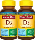 הטבע עשה ויטמין כוח מקסימלי D3 10000 IU (250 mcg), תוספי תזונה עבור העצם, השיניים, השרירים ו- Immune בריאות תמיכה, 60 Softgels, 60 יום אספקה - אריזה של 2