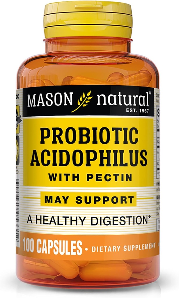 מייסון Natural Acidophilus עם קפסולות Pectin, Digestive Aid - 100 Ea