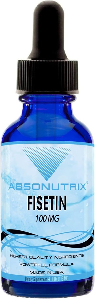 Absonutrix Fisetin 100 מ"ג, 4 Oz נוזלי, 200 משרתות, מיוצר בארה"ב, Quick Absorption, Quality Potent Ingredients, צד שלישי נבדק, non-GMO, GMP Certified, Cruelty Free Products