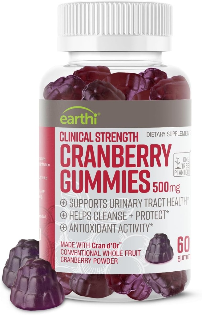 כוח קליני Cranberry חניכיים 500 מ"ג - Urinary Tract Support Health for Women & Men - Antioxidant Superfood to ניקויse & Protect - Cran d'Or Cranberry אבקת תוסף (60 מסטיקים)