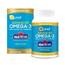 Qunol מתקדם אומגה 3 קריל ושמן דגים מורכבים, 10x Better Bioavailability, One Pill Dose, 250 מ"ג EPA & DHA, תומך המוח, העין, הלב והבריאות המשותפת, 60 הרוזן (Pack of 1)