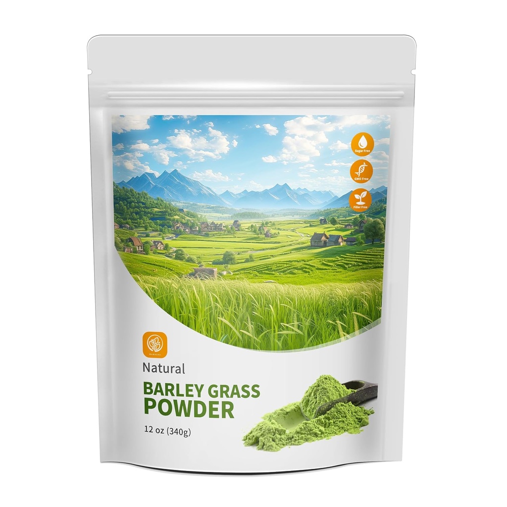 Hudetex Barley Grass אבקת 12 oz - 100% אבקת חיטה טהורה, תומך Cardiovascular, Liver ו- Digestive פונקציונלי, טבעוני, No Maltodextrin & Sugar.