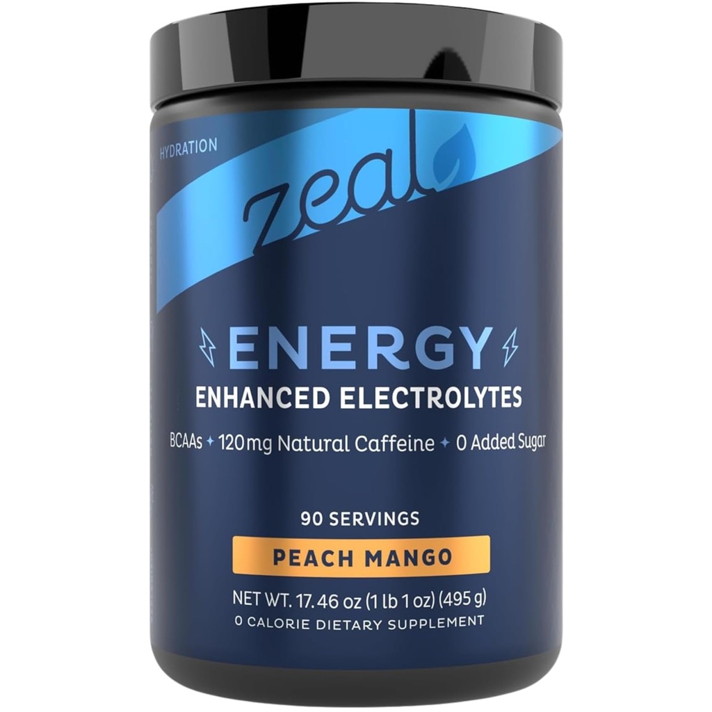 Zeal Naturals Pre-Workout Electrolyte + Energy אבקת משקאות Mix (90 משרתים)