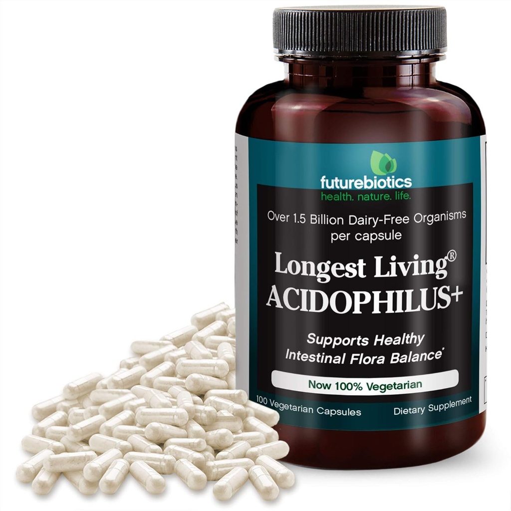 Futurebiotics Longest Living Acidophilus+, 100 קפסולות צמחוניות
