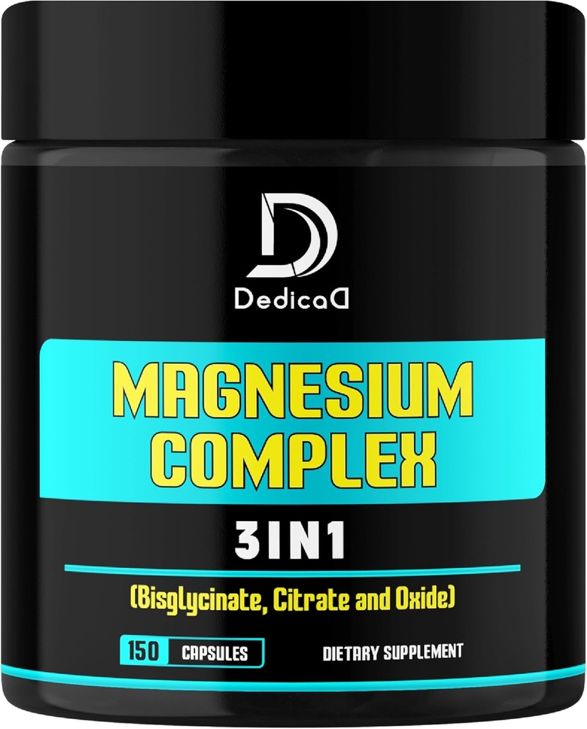 Magnesium Bisglycinate, Citrate & Oxide - 150 קפסולות - 100mg Elemental Triple Magnesium Complex תוסף - תמיכה בייצור אנרגיה, שרירים, המוח, Immune Health