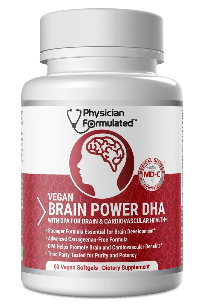 טבעוני DHA למוח ו-Prenatal 100% Algae מבוסס אומגה 3 חומצות שומן חיוניות עם NO Carrageenan, ללא שמן ירקות Plus 2500mcg Astaxanthin