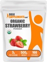 BulkSupplements.com Organic Strawberry אבקה - אבקת פירות אורגני סטרווגים - No Sugar added & Gluten Free, 3g לכל משרת, 500g (1.1 lbs) (Pack of 1)