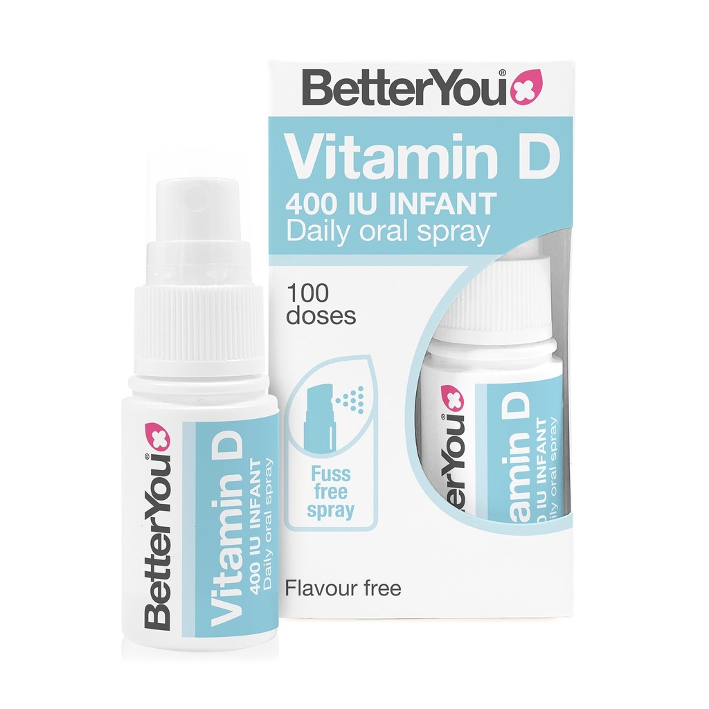 Better You D400 Baby ויטמין D Oral Spray - גישה נוחה עבור טבליות - פורמולה מיוחדת לילדים מתחת לגיל 3 שנים - פשוט וטהור טהור - Vital for Kids Development - 0.5 oz