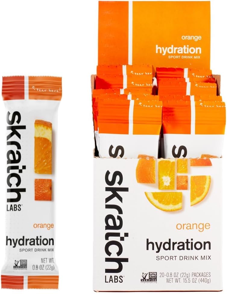 Skratch Labs hydrotion Packets - hydrotion Drink Mix, Orange (20ct) - אבקת אלקטרוליטה Packets שפותחה עבור Athletes וספורט ביצועים - Gluten Free, טבעוני, כשר