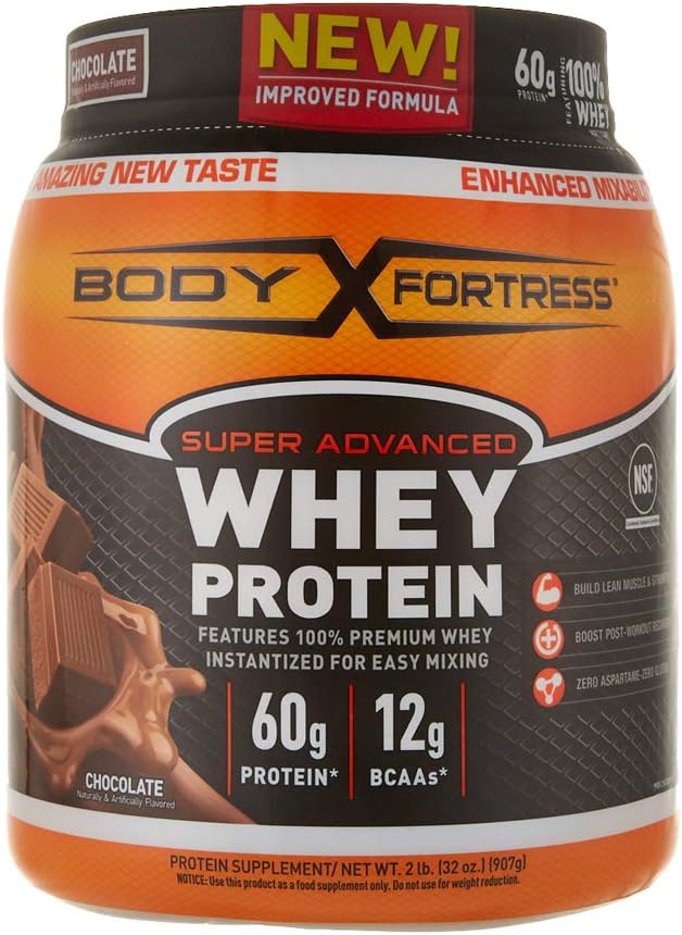 גוף מבצר Super מתקדם אבקת חלבון Whey, שוקולד פלאמורד, Gluten Free, 2 Lb