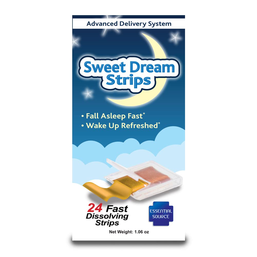 Source Sweet Dream Oral Sleep Strips with Melatonin, Piper Methysticum וה Huperzine A - Herbal Fast Dissolve Mouth Strips for Sleep - Deep Sleep Support - 24 Count Count Count Methysticum