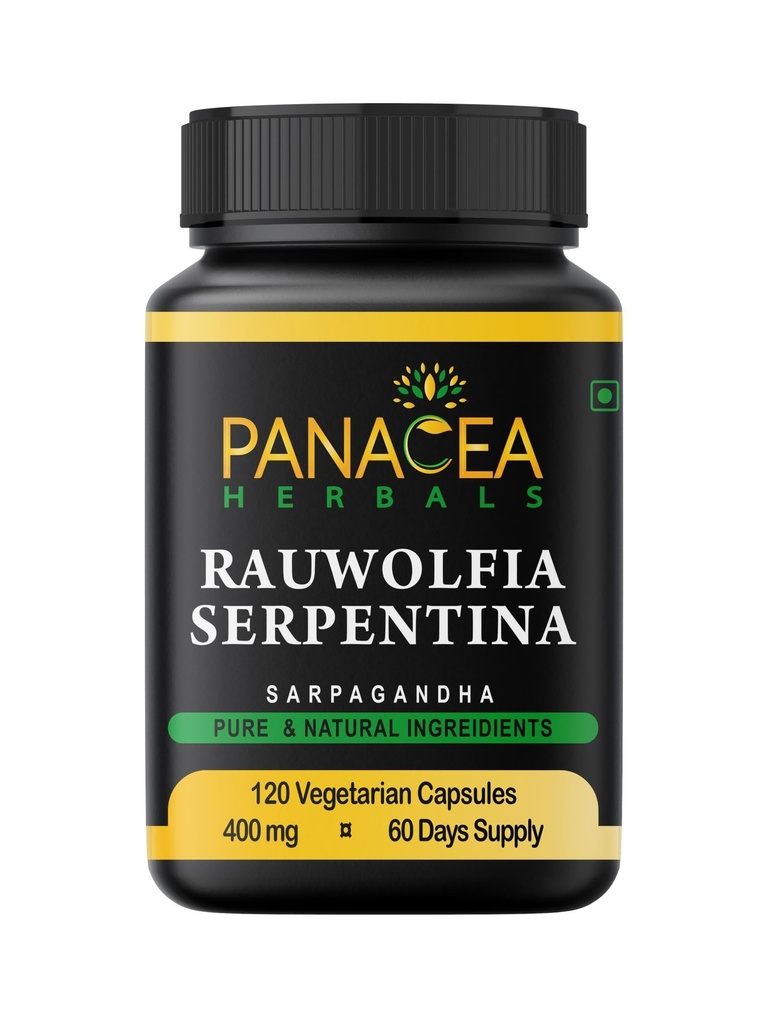 Panacea Herbals Rauwolfia Snakeina קפסולות (120 Count 400 מ"ג Veg Caps) Sarpagandha Vati, אינדיאני Snakeroot תוסף