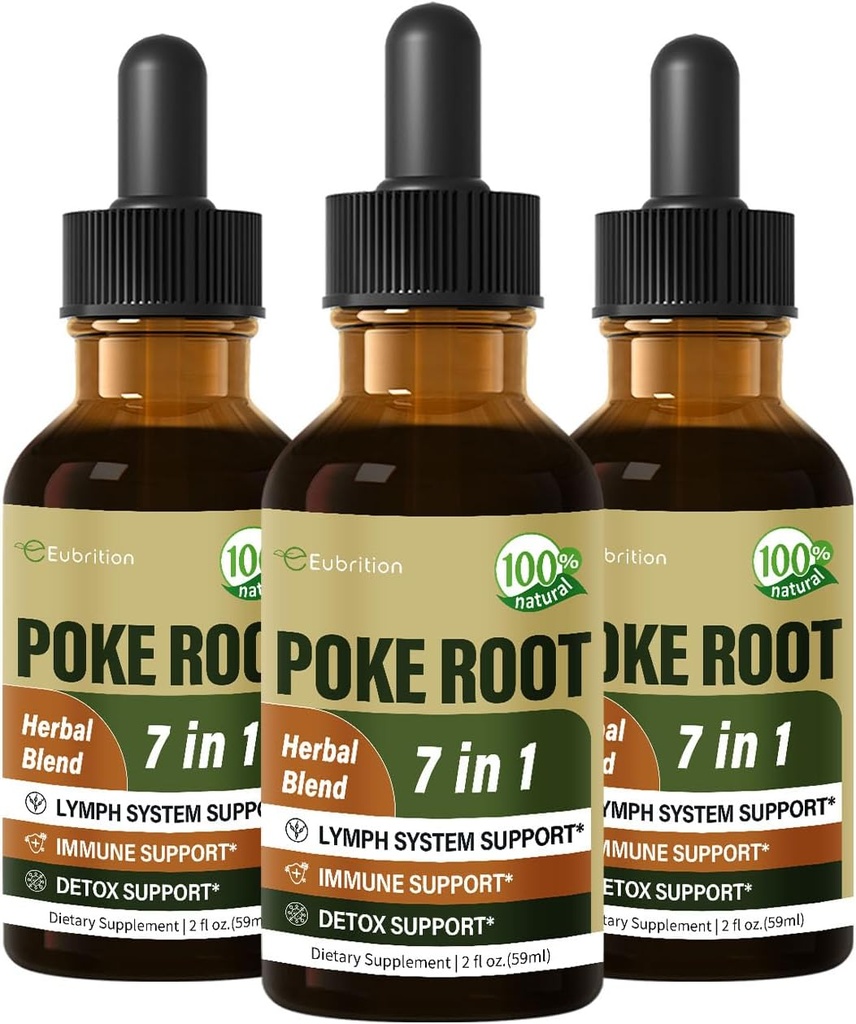 Poke Root Extracts for Lymph System Support, Lymphatic Drainage תוספת עבור Lymphedema, 7 ב 1 פורמולה עם Goldenseal עבור תמיכה החיסון, Dandelion for Detox & ניקויse. 6oz