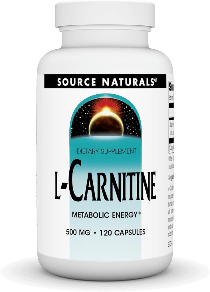 מקור טבעי L-Carnitine 500 מ"ג לאנרגיה מטבולית - 120 קפסולות