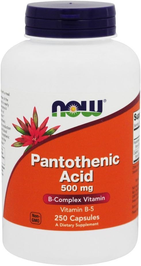 Now Foods Pantothenic Acid, 250 כובעים / 500 מ"ג (Pack of 2)