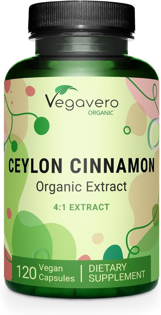 Vegavero אורגני Ceylon Cinnamon | 2000mg | USDA Certified | No Artificial Additives | 4 חודשים אספקה | Lab-Tested, non-GMO | 120 קפסולות