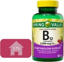 עמק האביב - ויטמין B12 טבליות Quick-Dissolve, 2,500 mcg, Cherry Flavor, 120 Count + STS Sticker.