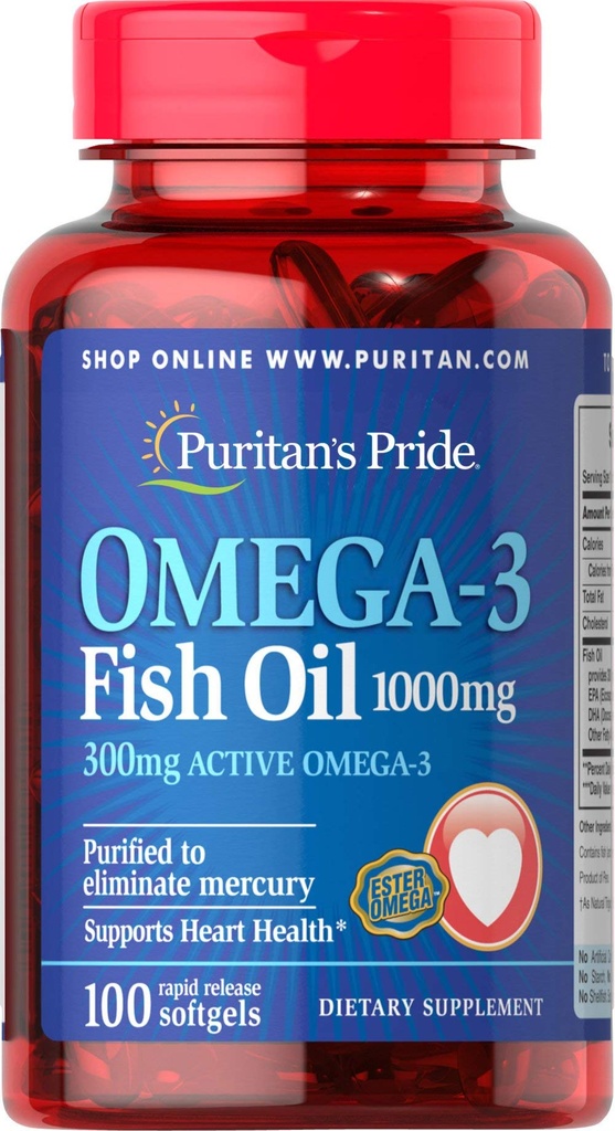 פוריטנס גאווה אומגה 3 שמן 1000 Mg, 100 הרוזן