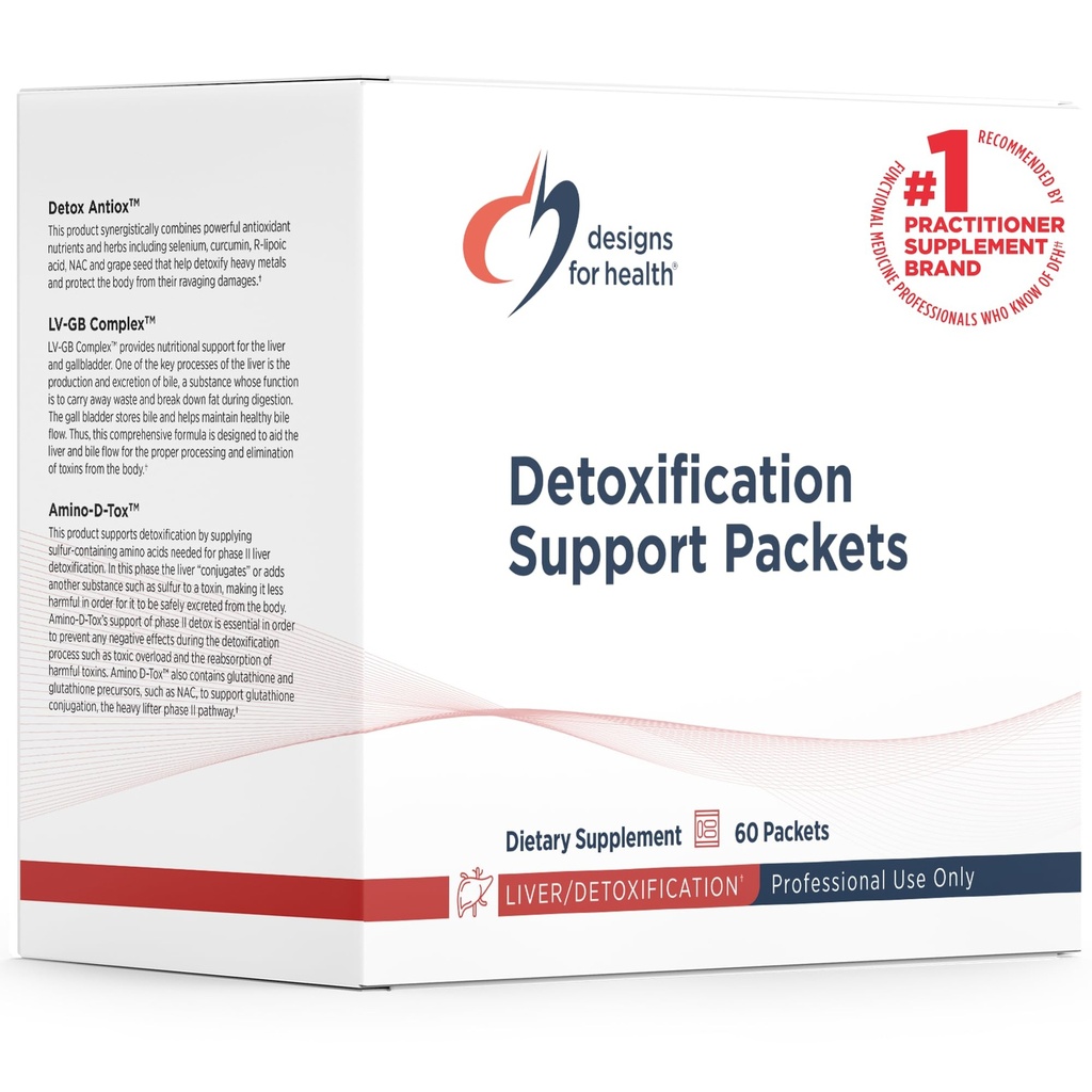 עיצובים לבריאות Detoxification Support Packets - 3 חלקים קל גוף Detox, Liver ניקוי Kit - Detoxify עם חומרים מזינים, Calcium D-Glucarate, Milk Thistle + יותר (60 Packets)