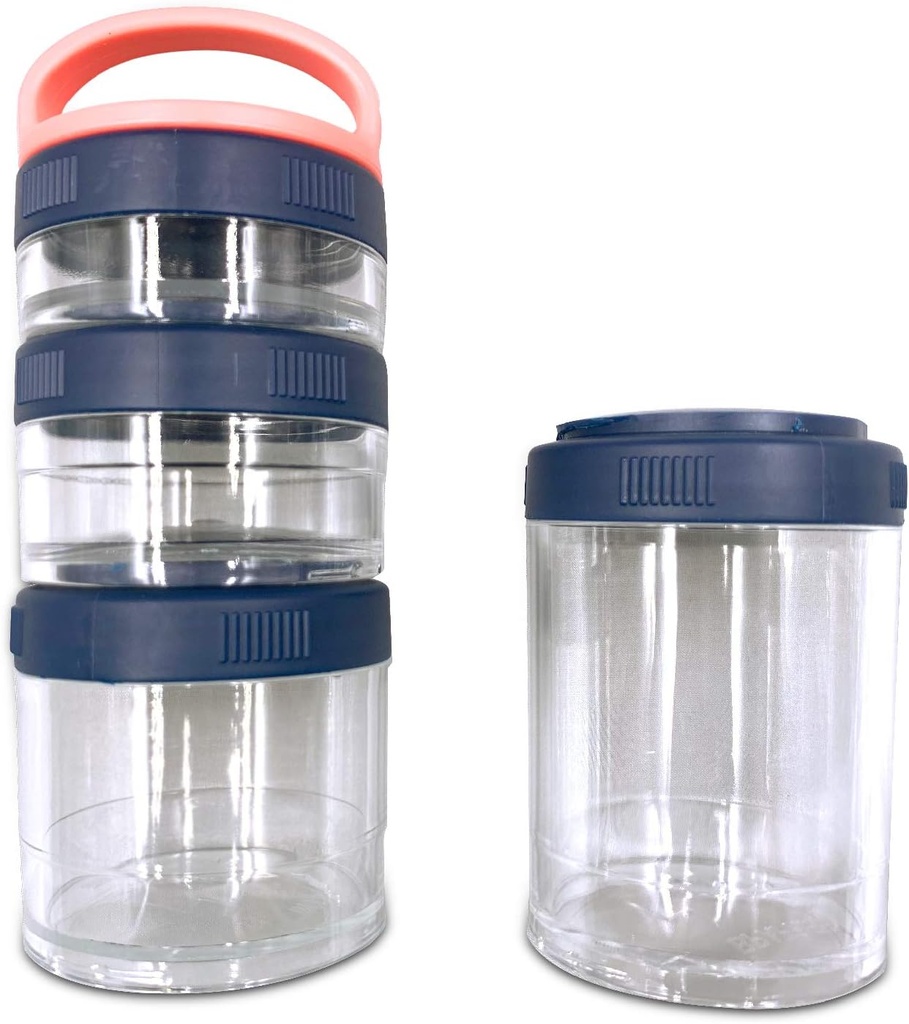 Portable Detachable 4 השוואתי גלולות ויטמין Box, Waterified Travel Pill Case Holder בקבוק עם Handle. Purse Pocket בחוץ Hiking קמפינג מארגנת Container