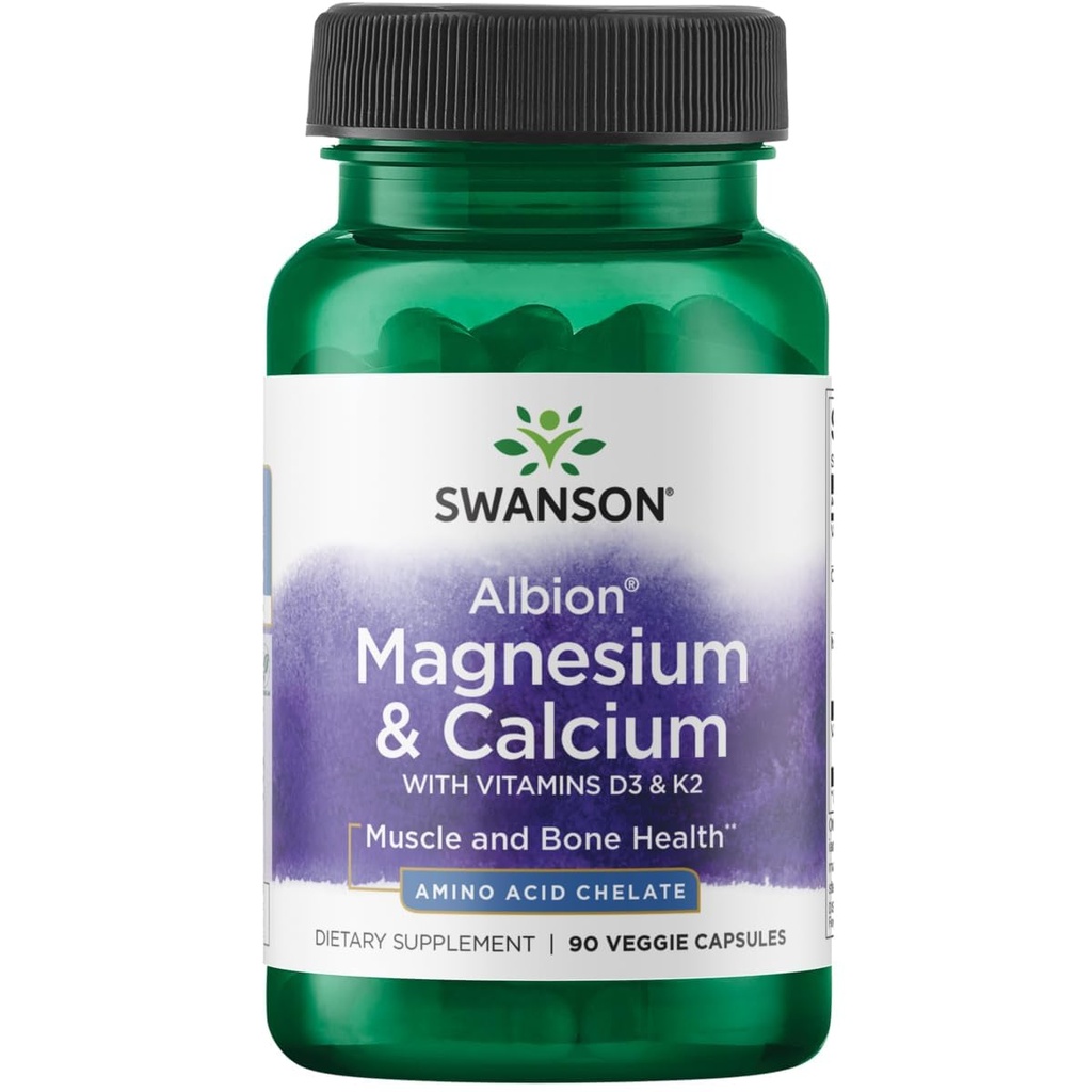 Swanson Albion Chelated Magnesium & Calcium 2:1 90 ואג קפסולות