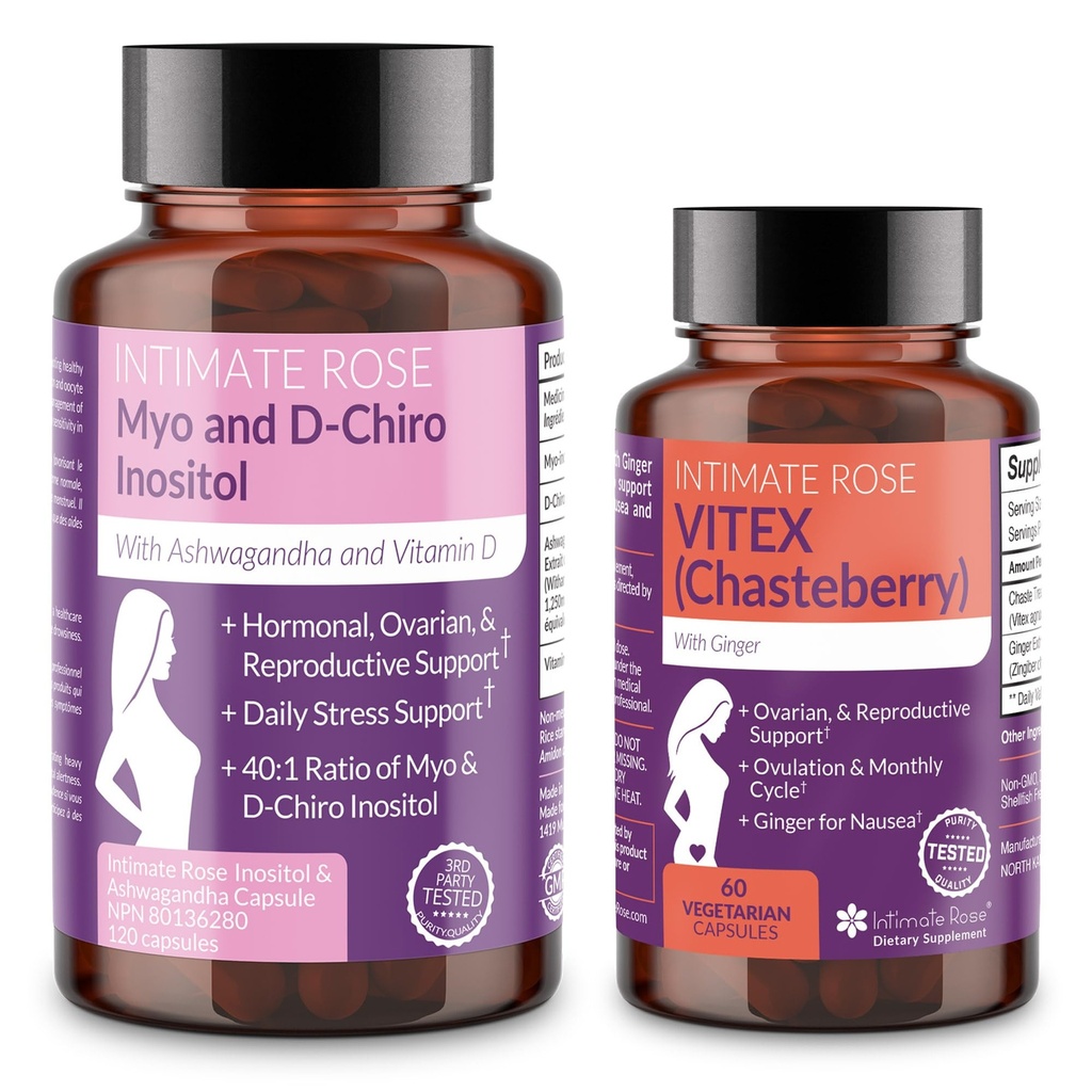 Intimate Rose Women's Hormonal Balance Bundle - Myo-Inositol & D-Chiro Inositol + Vitex Chasteberry - Reproductive Health & Menstrual Support Supplements