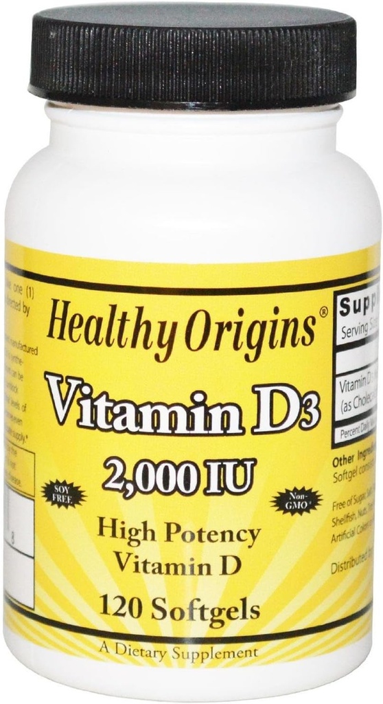 מקורות בריאים ויטמין D3 Softgels, 120 ספירה