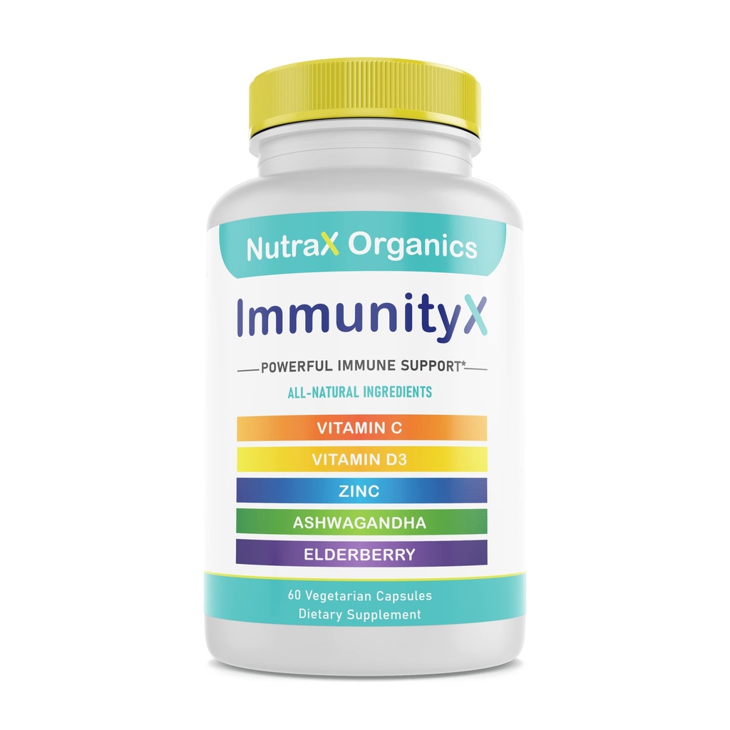 All-in-One Organic Immune Support תוספי 60 קפסולות טבעוניות - Elderberry 500 מ"ג, Ashwagandha 500 מ"ג, 400 מ"ג ויטמין C ו- Zinc - ויטמין D3 - Immune Boosters for Adults