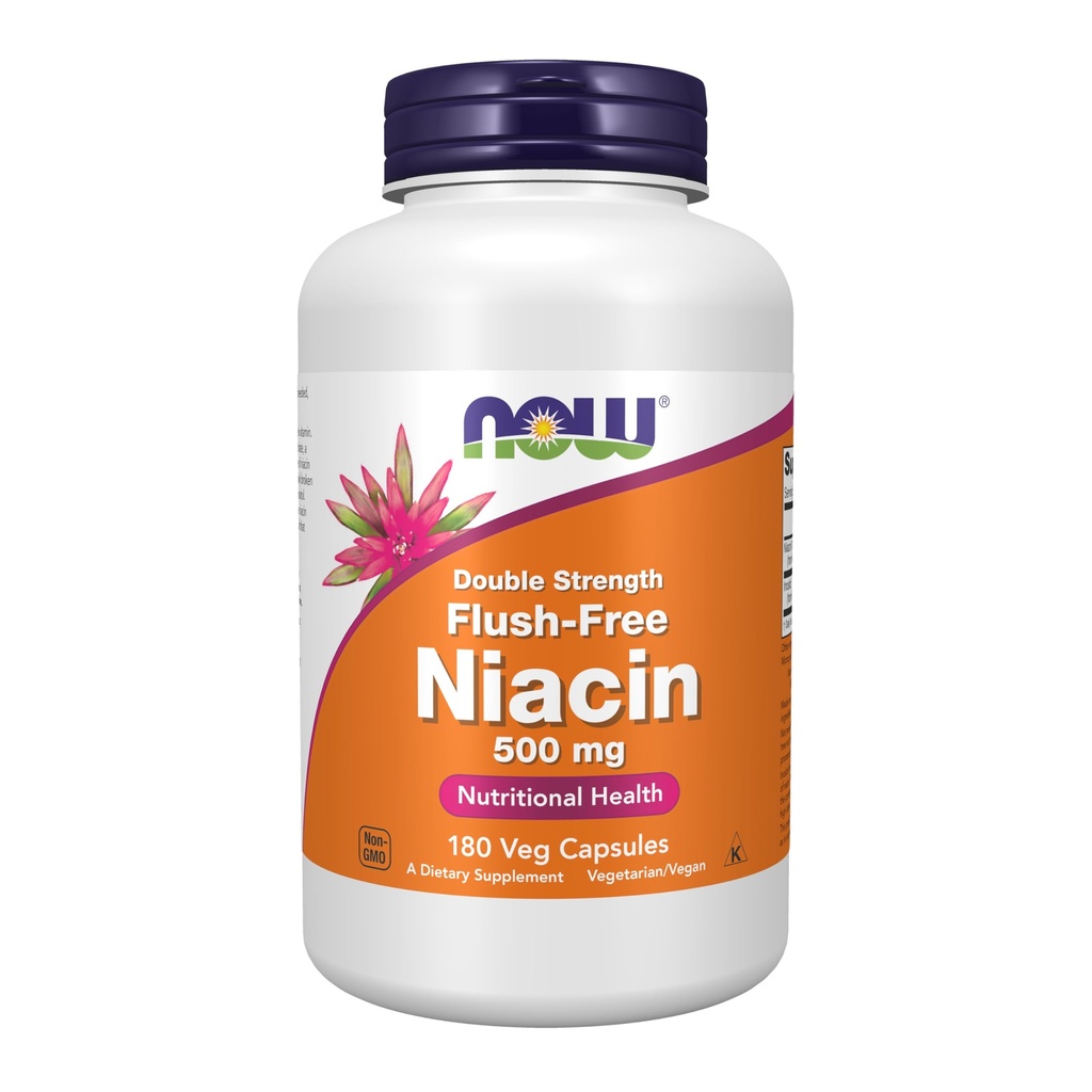 תוספי מזון עכשיו, Niacin (Vitamin B-3) 500 מ"ג, Flush-Free, Double Power, Nutritional Health, 180 ואג קפסולות