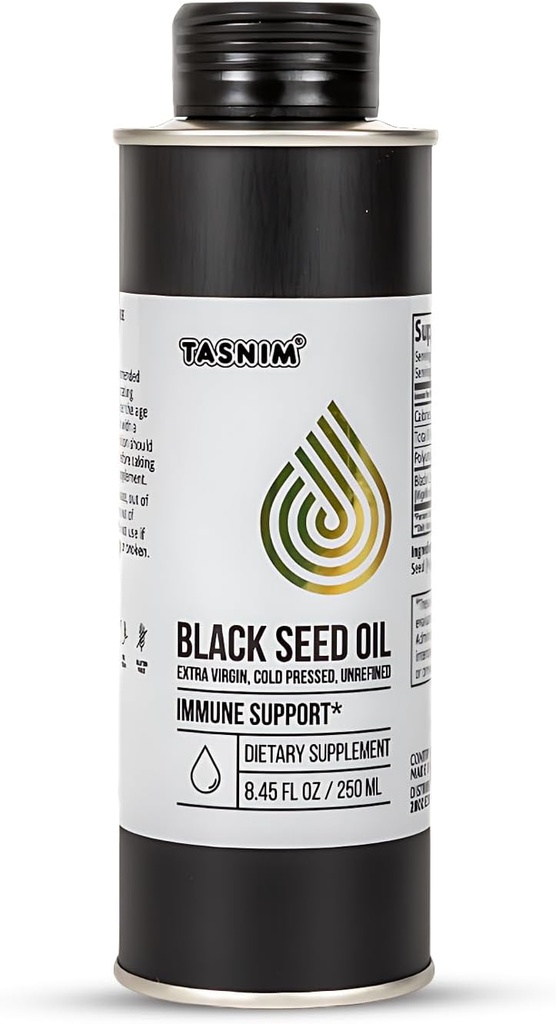 100% אתיופיה BlackSeed שמן 8.45 Oz - Cold Pressed Black Seed Oil for Immune Support, High Potency 5.7% - 21% Thymoquinone Skin, Hair & Overll Health - Unrefined Black Cumin Seed Oil - Gluten Freeten Free גלוטן