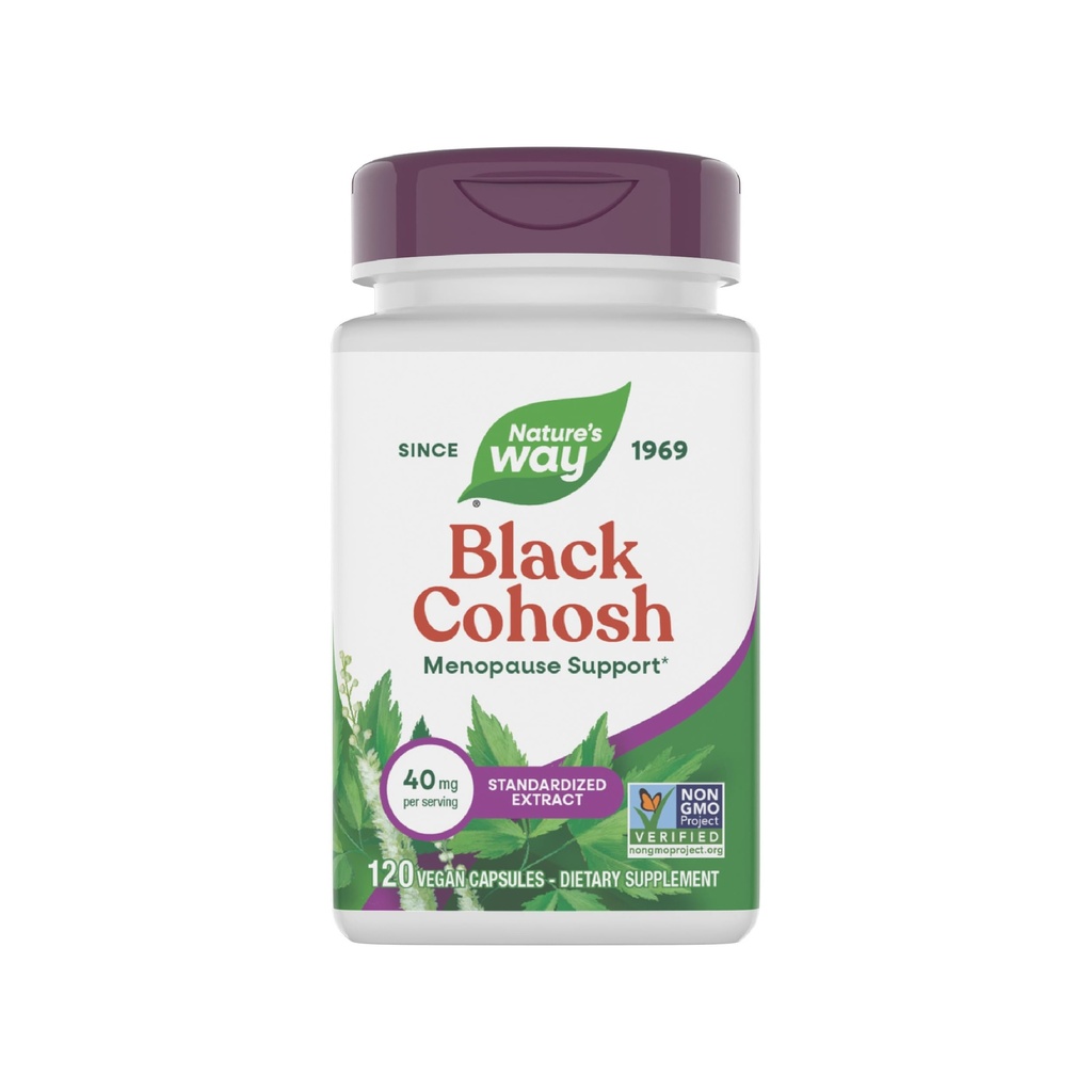 הדרך של Nature's Way Premium Black Cohosh, Menopause Support for Women*, 40 מ"ג למנה, 120 קפסולות טבעוניות