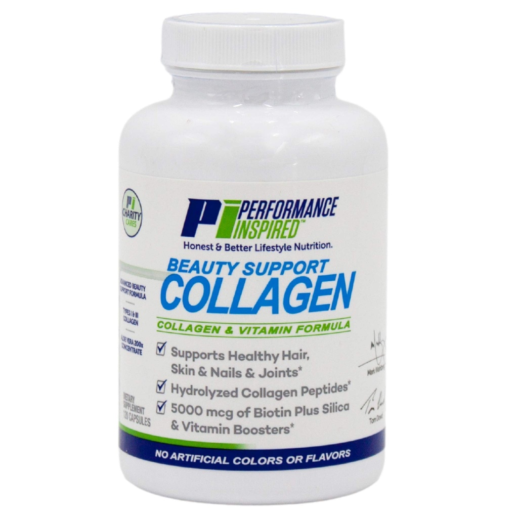 Performance Inspired Nutrition Collagen Capsules – Joint, Skin, Nails & Beauty Support – 5000mcg Biotin, Silica, Aloe Vera & Collagen Peptides – 120 Count