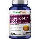 NusaPure Quercetin 1000mg - 200 Veggie Caps (Non-GMO, טבעוני, Vegetarian) Bioperine