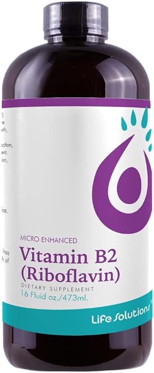 Life Solutions ויטמין B2 - תוסף תזונתי נוזלי עם 50 מ"ג Riboflavin Per משרת - Highly Bioavailable, Pharmacist פורמולה, Rapid-Sorb טכנולוגיה עבור Absorption מזון תזונתי יעיל - 16 oz oz