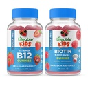 סוכר חינם ויטמין B12 ילדים + Preciotic סיבים ילדים, חניכיים Bundle - גדול Tasting, ויטמין תוסף, Gluten Free, GMO חינם, Chewable Gummy